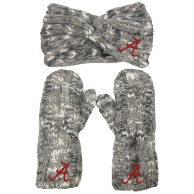 Zoozatz Alabama Crimson Tide Logo Marled Headband And Mitten Set In Gray