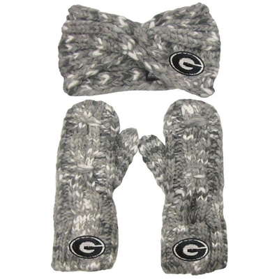 Zoozatz Georgia Bulldogs Logo Marled Headband And Mitten Set In Gray