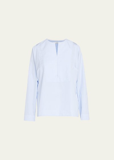 Co Tton Bib Front Top In Blue Oxford