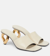 Jw Anderson Leather Chain-heel Slide Sandals In White