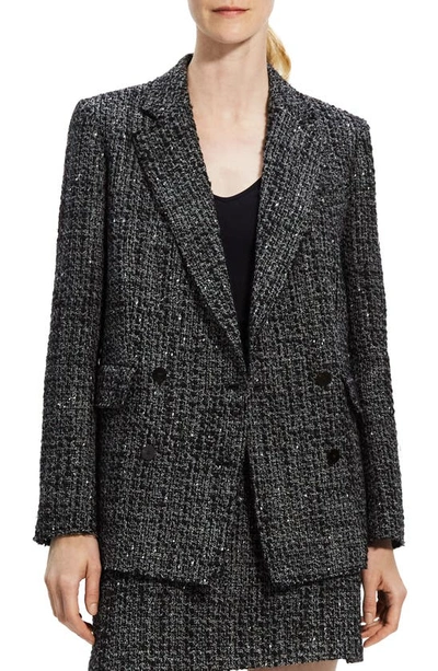 Theory Piazza Noelle Double-breasted Tweed Jacket In Black Multi