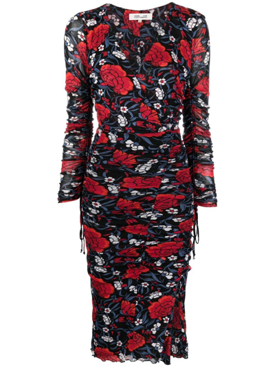 strapless open back dress Red Floral Ruched Dress – Variant King Demo Store main image 0
