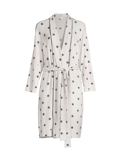 Andine Rabia Star-print Lace-trim Robe In Neutral