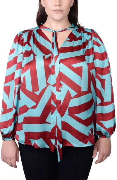 Mayes Nyc Plus Size Rosen Geometric-print Blouse In Circle Stripes Print