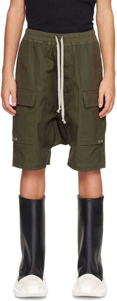 Rick Owens Pods Cotton Cargo Shorts In 15 Green