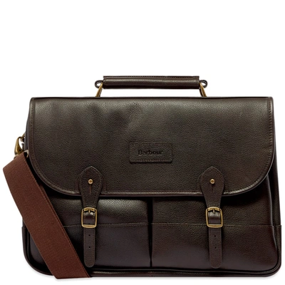 Barbour Leather Briefcase In Brown