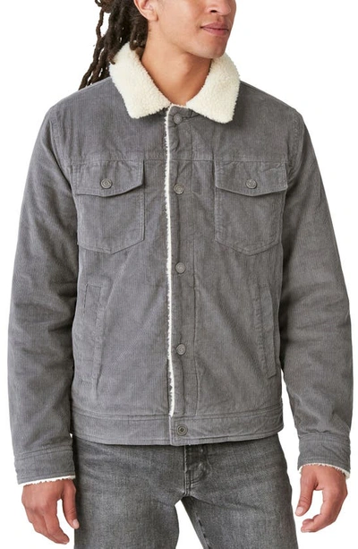 CORDUROY FAUX SHEARLING TRUCKER JACKET