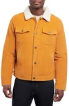 Lucky Brand Kenton Corduroy Faux Shearling Lined Trucker Jacket In Inca Gold
