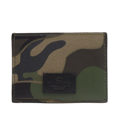 Valentino Garavani Valentino Bonded Camouflage Card Holder In Green