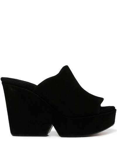 Clergerie Dolcy 90mm Wedge Mules In Blk Sde