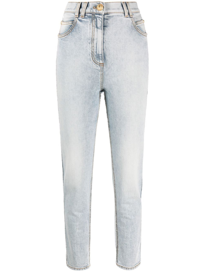 Balmain High-waisted Slim-cut Jeans In Blue