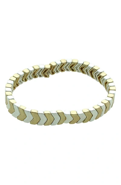Olivia Welles Mya Chevron Bracelet In Worn Gold / Silver