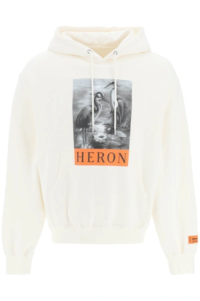 Heron Preston B/w Herons Print Hoodie In White