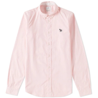 Paul Smith Button Down Zebra Oxford Shirt In Pink
