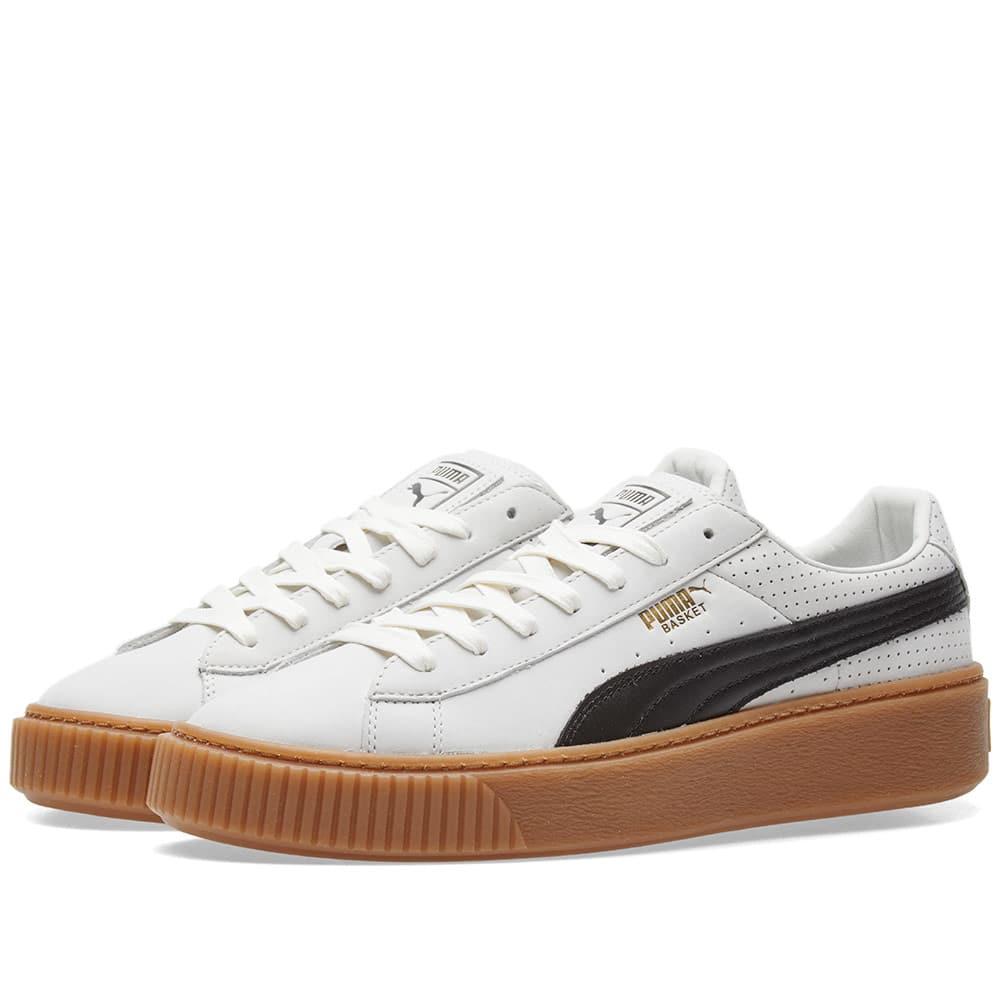 puma platform basket white