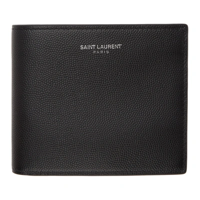 Saint Laurent Pebble-grain Leather Billfold Wallet In Blue