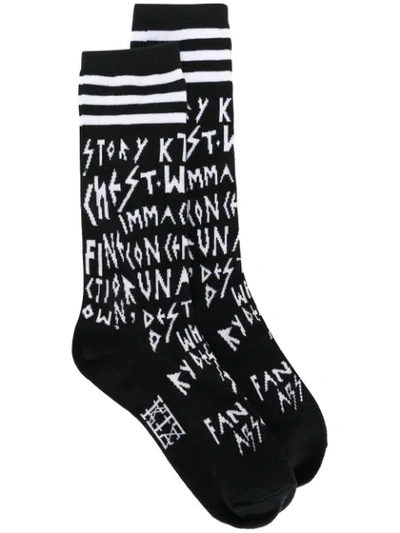 Ktz Multi-letter Embroidered Socks In Black