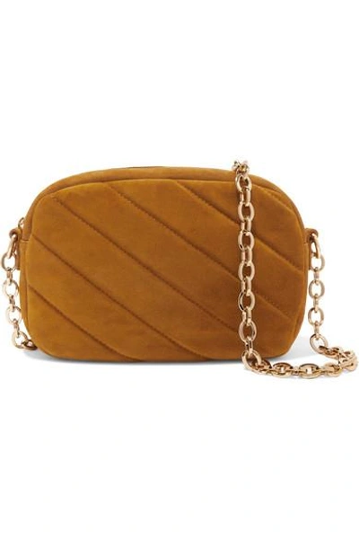 Apc Carole Quilted Suede Shoulder Bag In Mustard