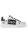 Dolce & Gabbana Logo-embellished Printed Leather Sneakers In White
