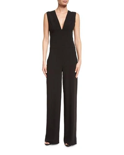 Halston Heritage Sleeveless V-neck Jumpsuit, Black