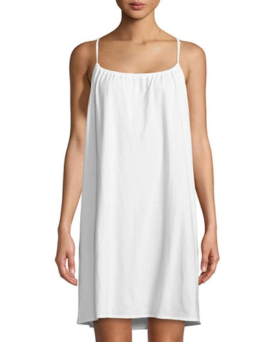 Skin Gathered Cotton Chemise In White