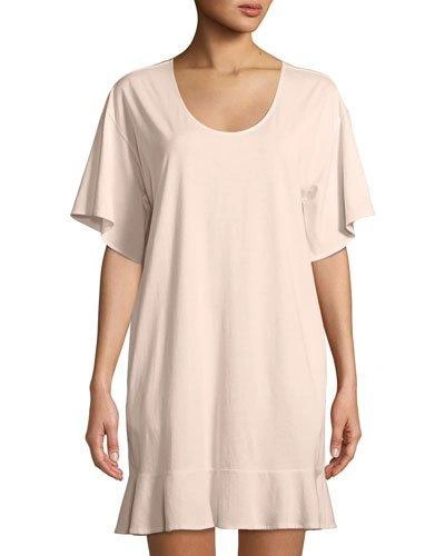 Skin Ruffle Half-sleeve Nightgown In Light Pink