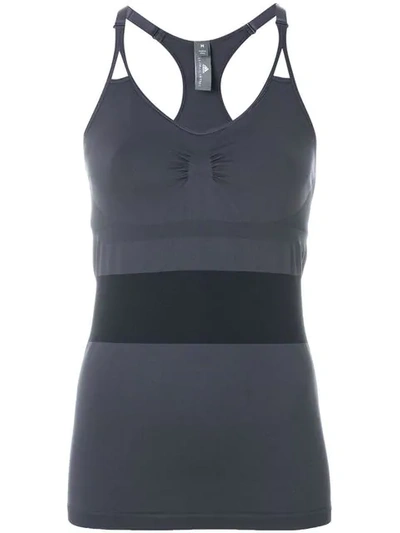 Adidas By Stella Mccartney Striped-panel Performance Tank Top In Grey-black