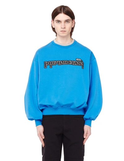 Gosha Rubchinskiy Cotton Embroidered Sweatshirt In Navy Blue | ModeSens