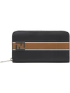Fendi Ff Motif Stripe Zip-around Wallet In Black