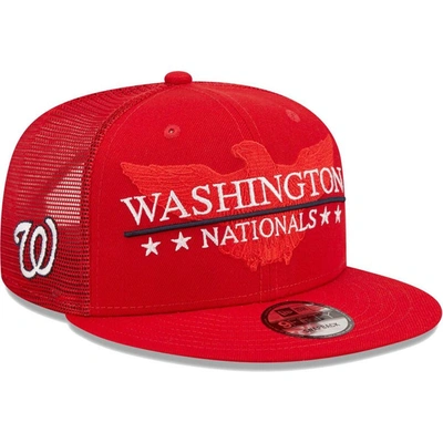 New Era Red Washington Nationals Patriot Trucker 9fifty Snapback Hat