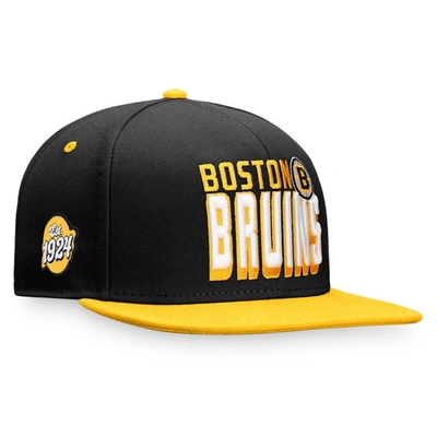 Fanatics Branded Black/gold Boston Bruins Heritage Retro Two-tone Snapback Hat In Black,gold