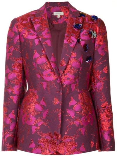 Delpozo Floral Embroidered Blazer In Pink