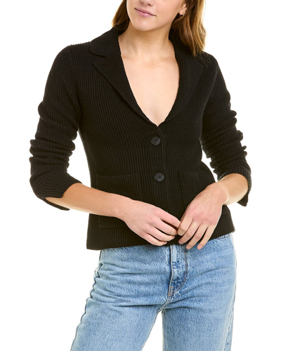 White + Warren Knit Wool-blend Blazer In Black