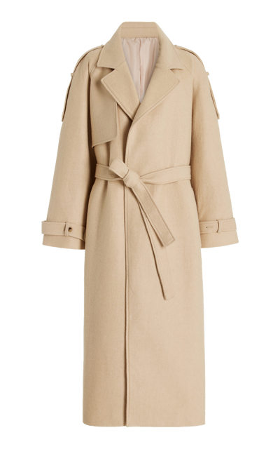 The Frankie Shop Women's Suzanne Boiled Wool-blend Trench Coat In Beige