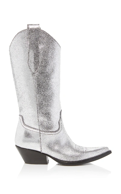 Maison Margiela Western Leather Boots In Silver