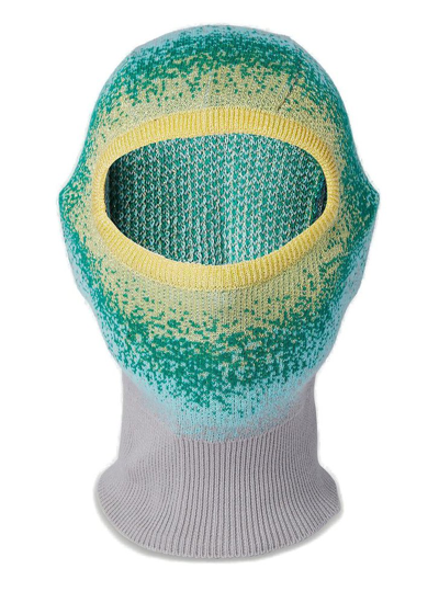 Y/project Gradient Knit Balaclava In Green/yellow/grey