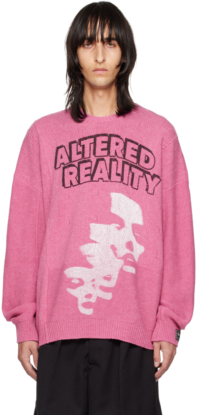 Raf Simons Graphic-intarsia Knit Merino Jumper In Pink