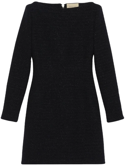 Gucci Glittered Tweed Dress In Black