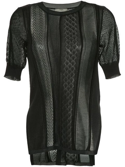 Fendi Sheer Knitted Top In Black