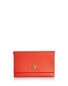Tory Burch Kira Leather Clutch In Poppy Red/gold