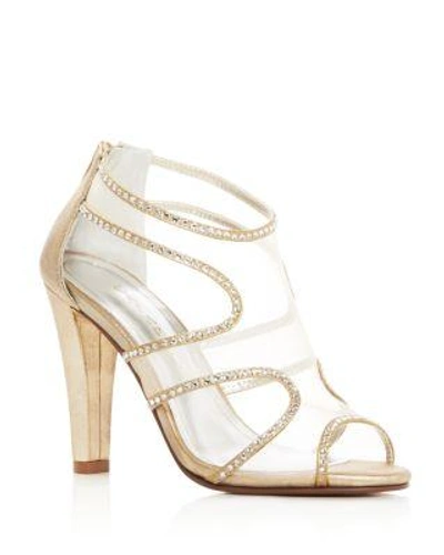 Caparros Desire Rhinestone Embellished High Heel Sandals In Gold
