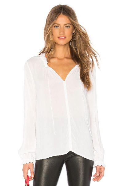 Velvet By Graham & Spencer Ruffle Tie Neck Top In White