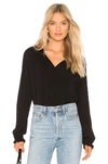 Velvet By Graham & Spencer Ruffle Tie Neck Top In Black