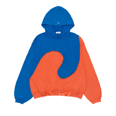 Pre-owned Erl Swirl Fleece Hoodie 'blue/orange'