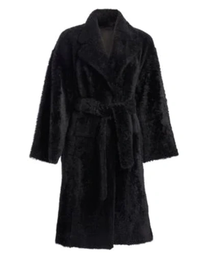Theory Shearling Robe Coat In Black