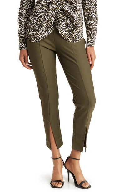 Patrizia Luca Slit Front Ankle Pants In Brown