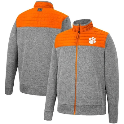 Colosseum Men's  Gray, Orange Oklahoma State Cowboys Putter Herringbone Full-zip Jacket In Gray,orange