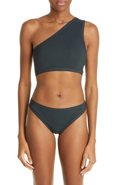 Bottega Veneta One-shoulder Two-piece Swimsuit In Inkwell/ Black