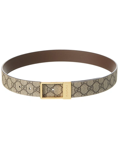 Gucci Gg Belt With Rectangular Buckle In Nude & Neutrals