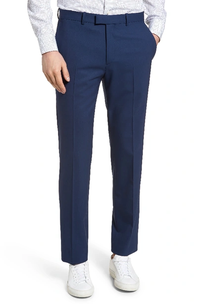 Theory Marlo Flat Front Stretch Wool Pants In Royal